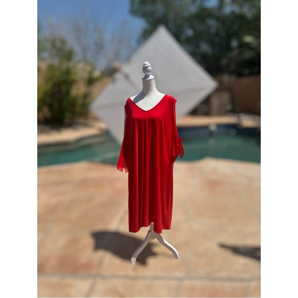 dressbarn Red Women's Off-the-shoulder Dress - Plus Size